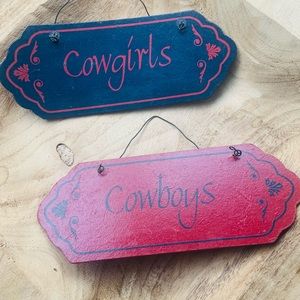 Set Sign Door Hanging Cowgirls & Cowboys